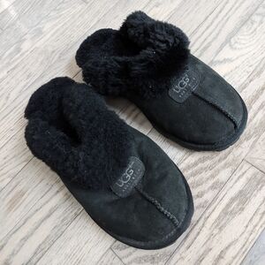 UGG Australia Coquette Black Shearling Slippers, Women's 8